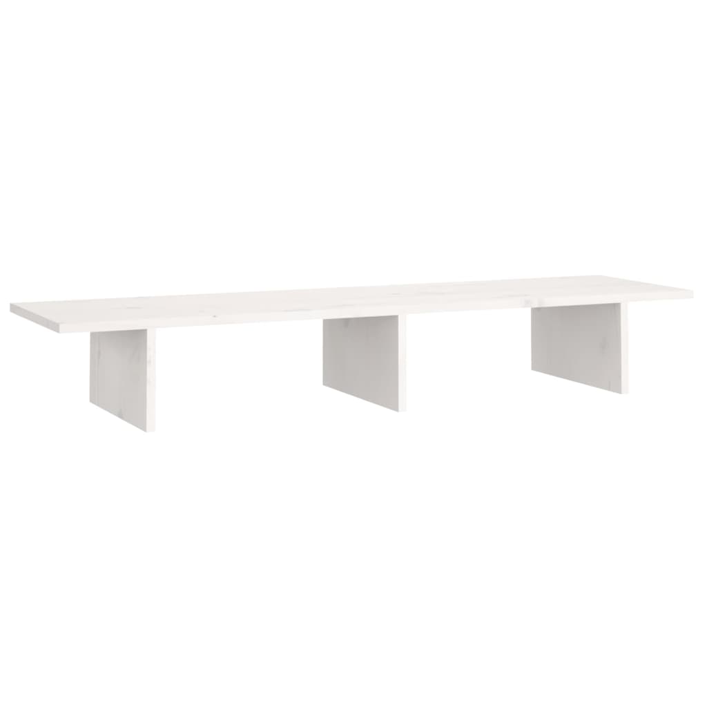 vidaXL Monitor Stand White 100x27x15 cm Solid Wood Pine