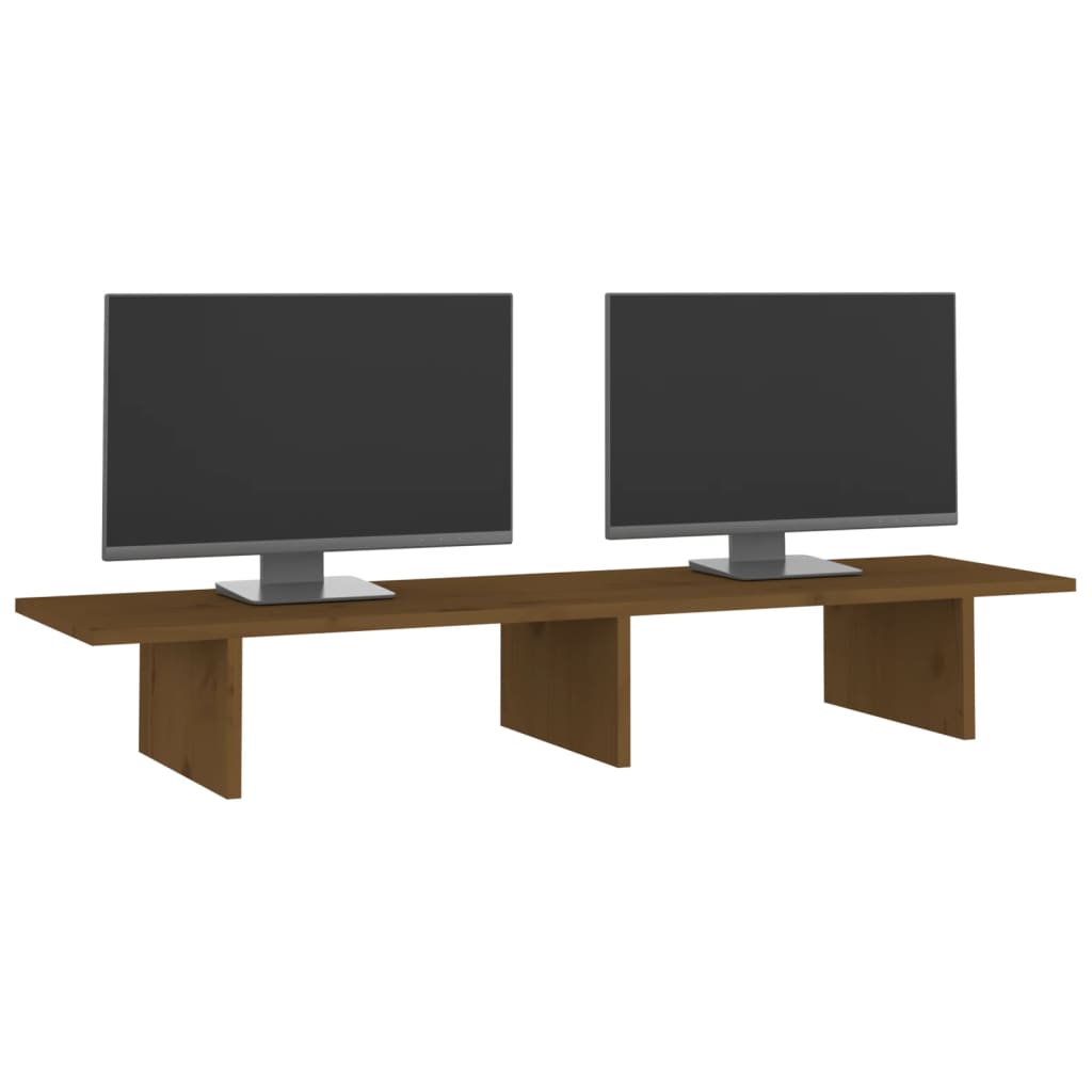 vidaXL Monitor Stand Honey Brown 100x27x15 cm Solid Wood Pine