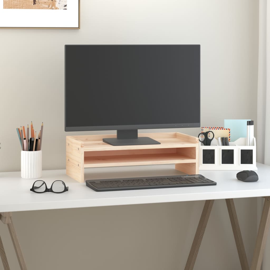 vidaXL Monitor Stand 50x24x16 cm Solid Wood Pine