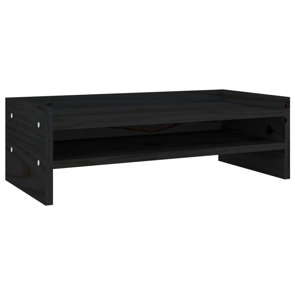 vidaXL Monitor Stand Black 50x24x16 cm Solid Wood Pine