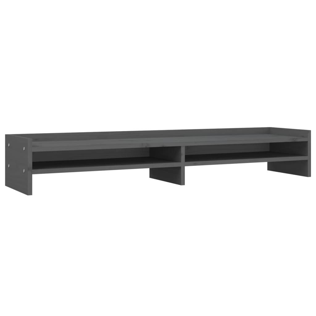 vidaXL Monitor Stand Grey 100x24x16 cm Solid Wood Pine