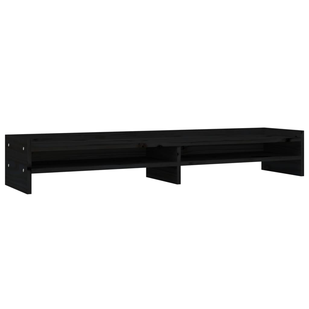 vidaXL Monitor Stand Black 100x24x16 cm Solid Wood Pine