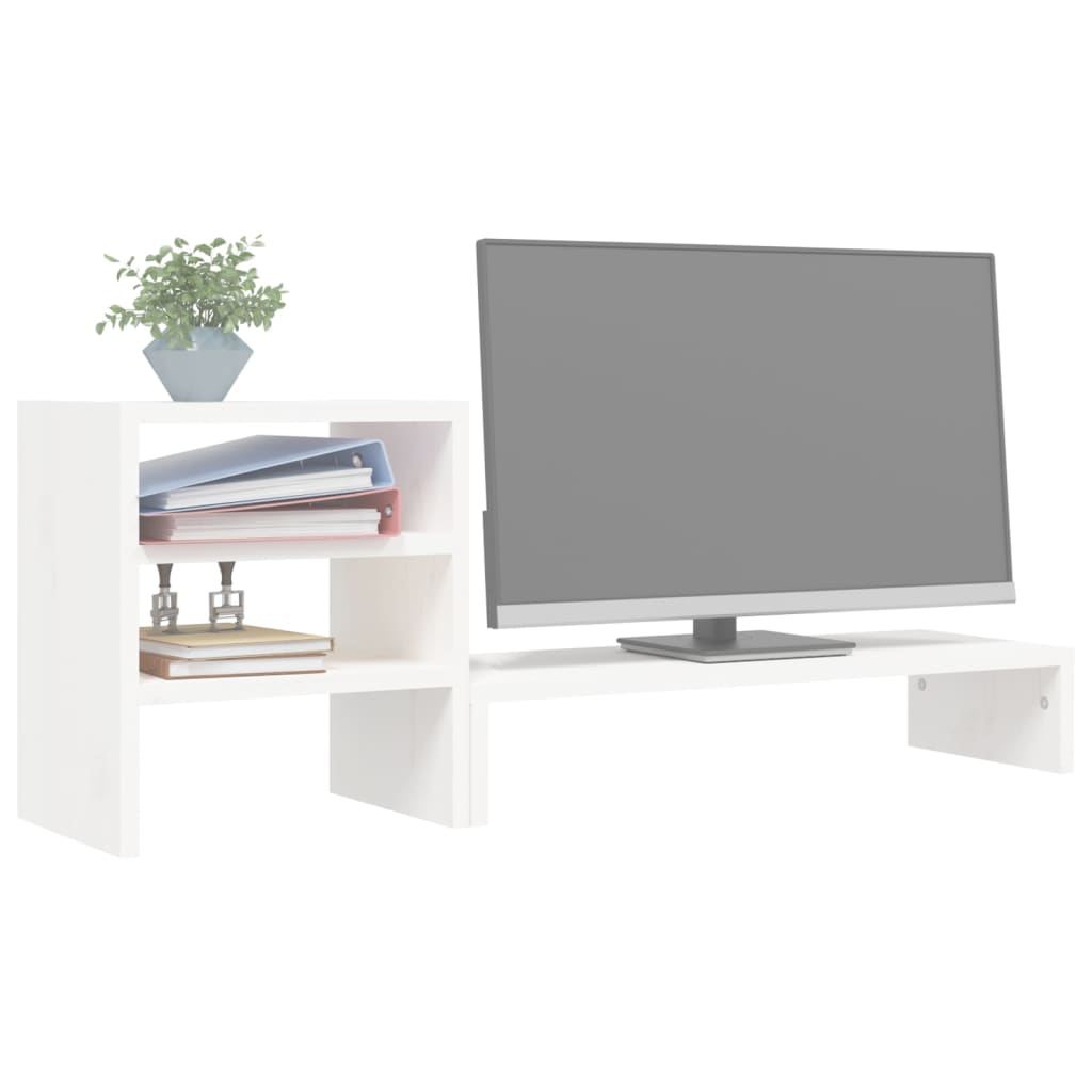 vidaXL Monitor Stand White 81x20x30 cm Solid Wood Pine