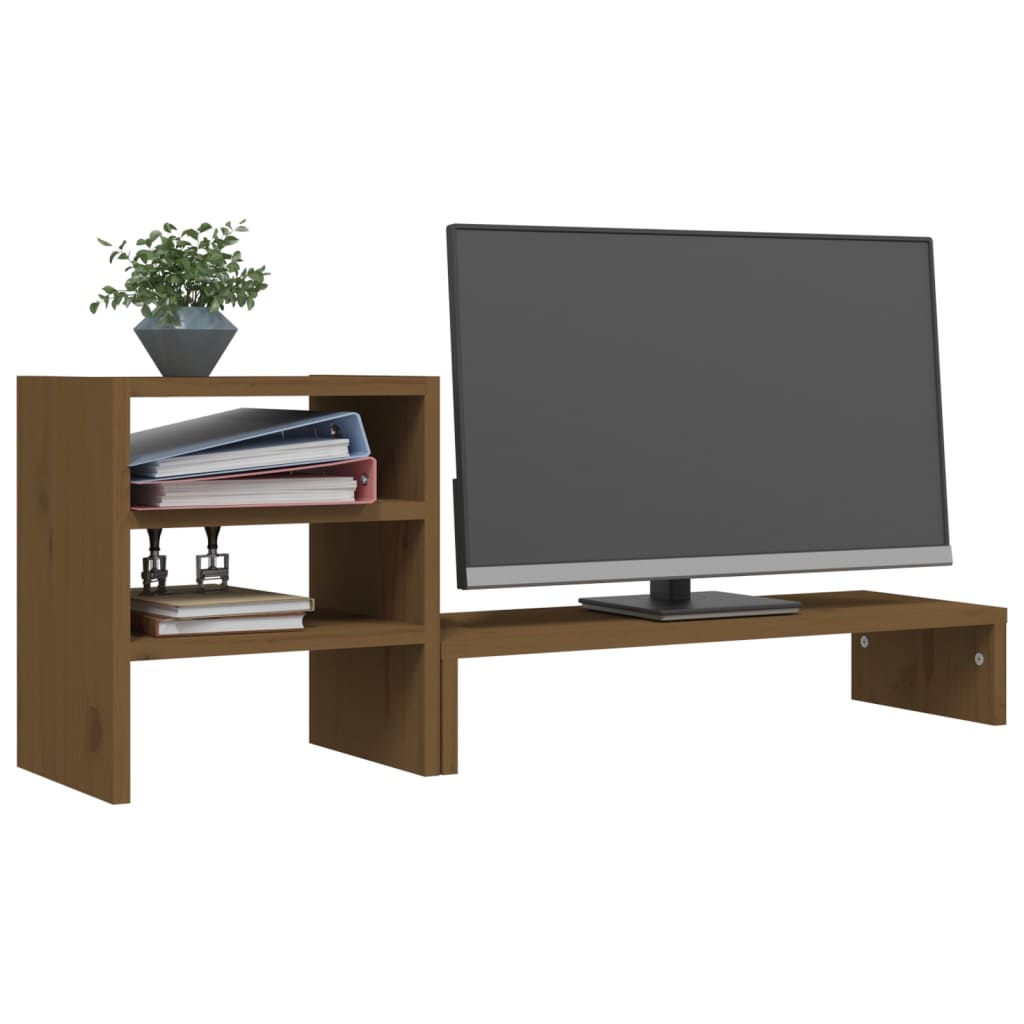 vidaXL Monitor Stand Honey Brown 81x20x30 cm Solid Wood Pine