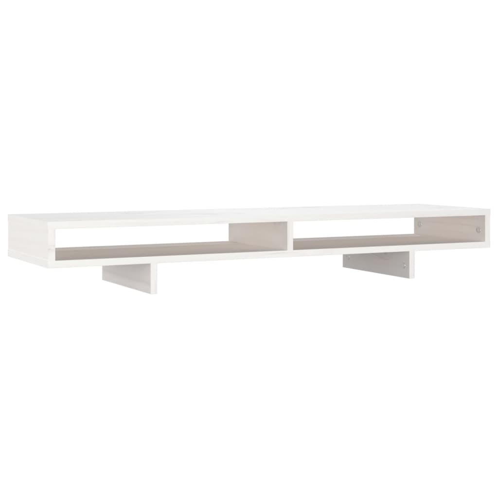 vidaXL Monitor Stand White 100x27x14 cm Solid Wood Pine