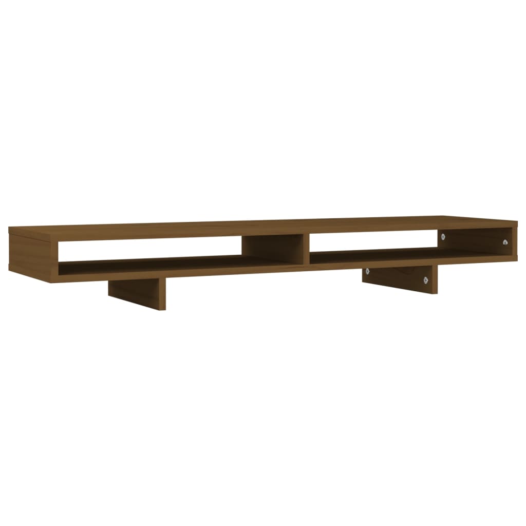 vidaXL Monitor Stand Honey Brown 100x27x14 cm Solid Wood Pine