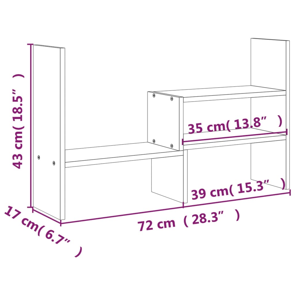 vidaXL Monitor Stand White (39-72)x17x43 cm Solid Wood Pine