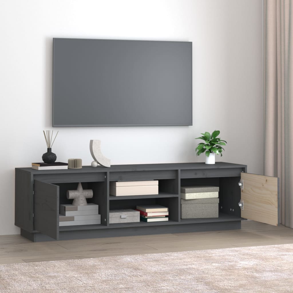 vidaXL TV Cabinet Grey 140x35x40 cm Solid Wood Pine