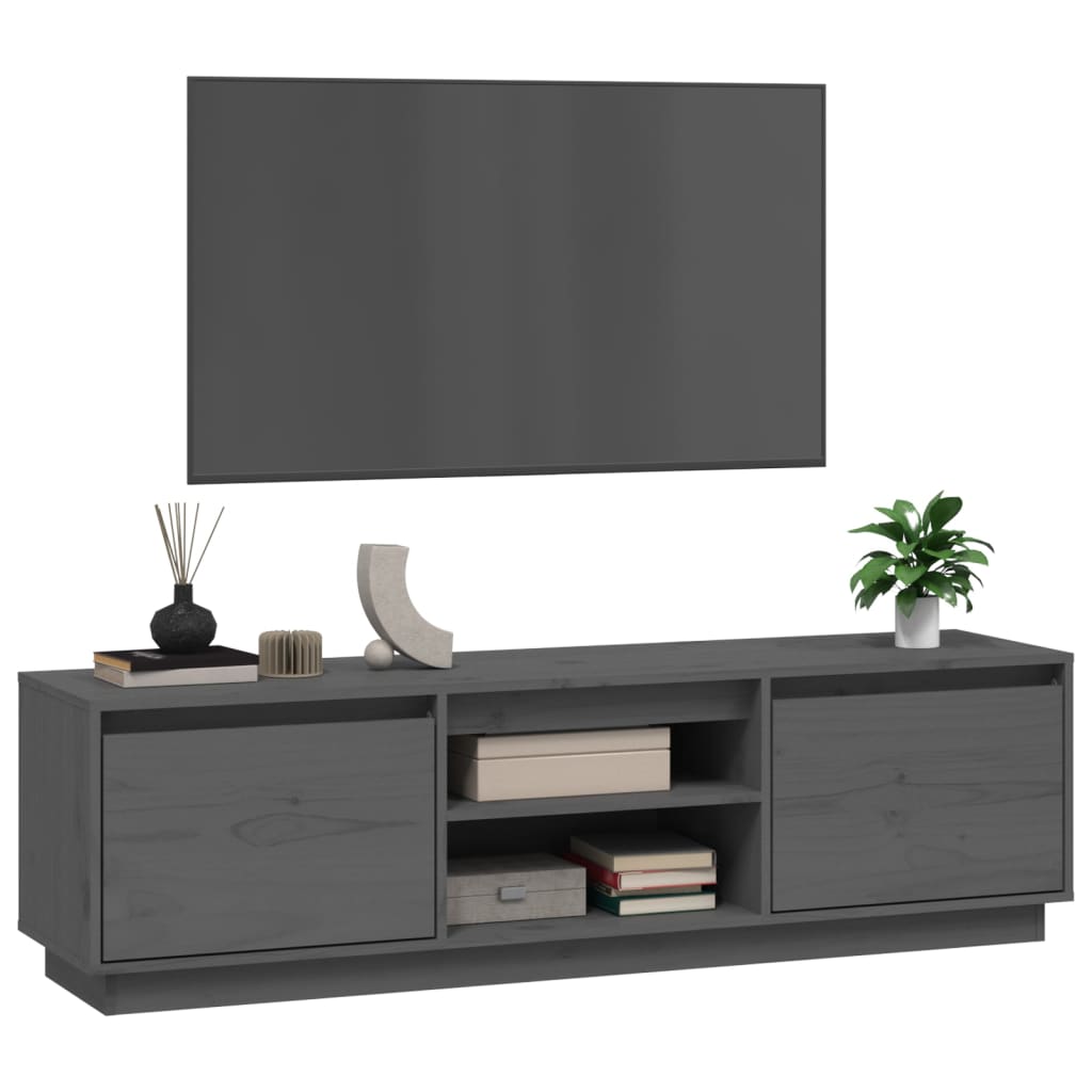 vidaXL TV Cabinet Grey 140x35x40 cm Solid Wood Pine