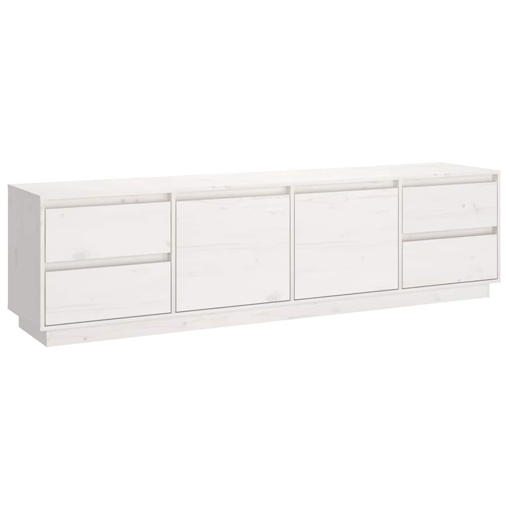 TV Cabinet White 176x37x47,5 cm Solid Wood Pine