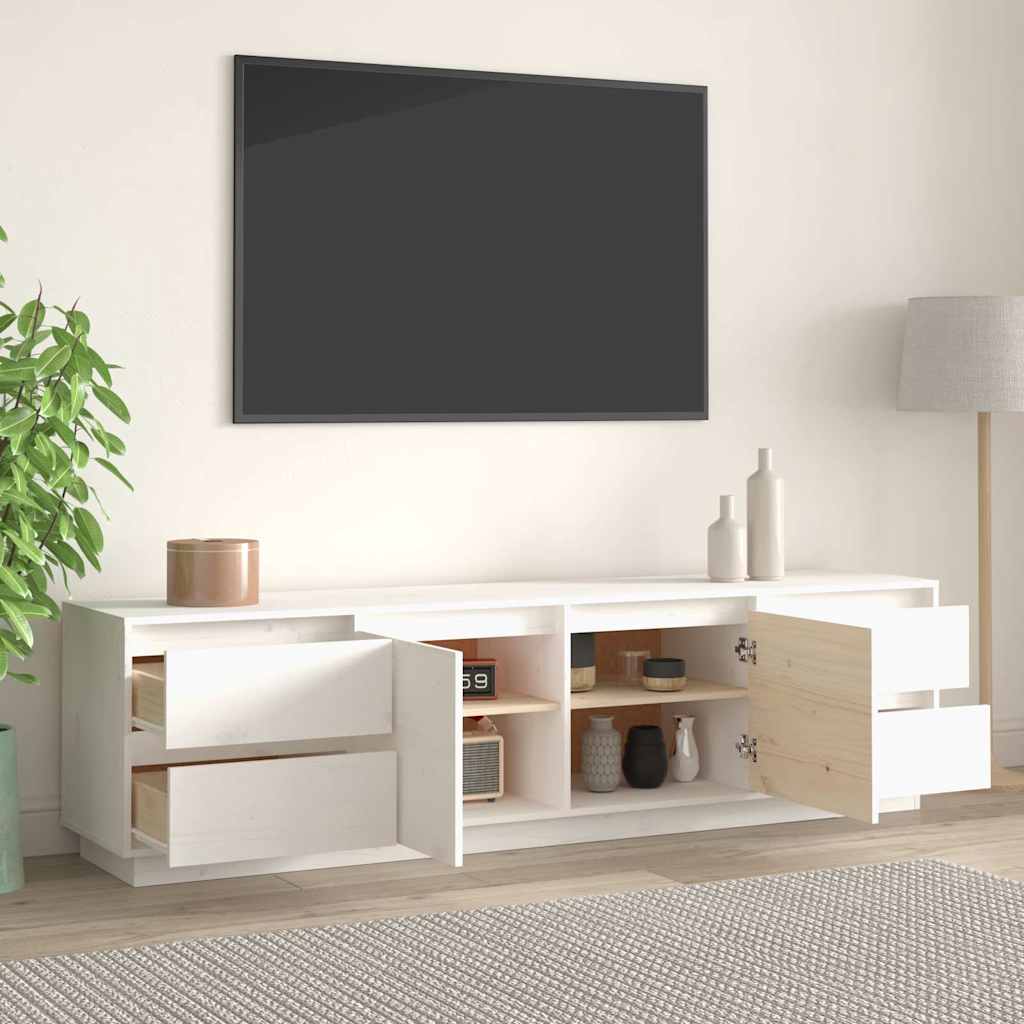 TV Cabinet White 176x37x47,5 cm Solid Wood Pine