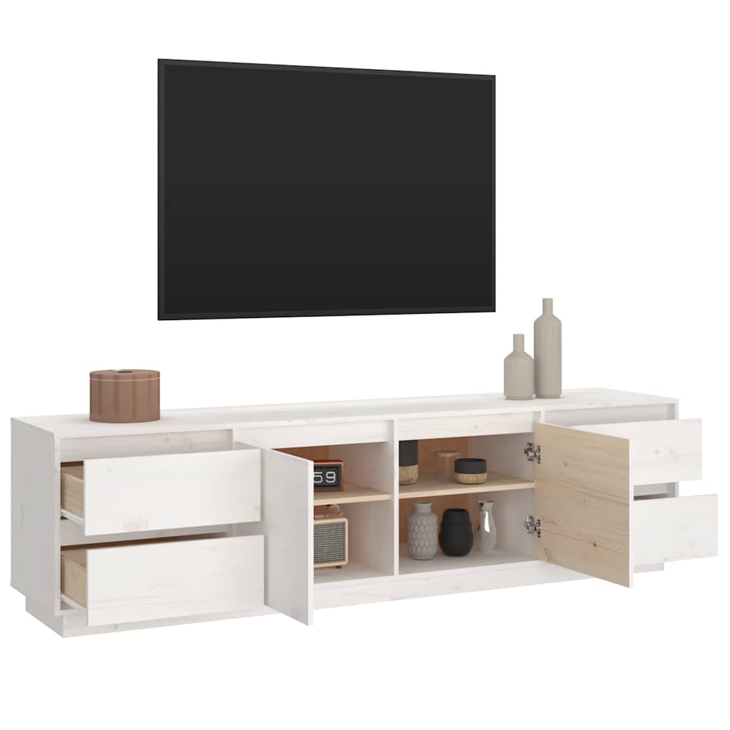 TV Cabinet White 176x37x47,5 cm Solid Wood Pine