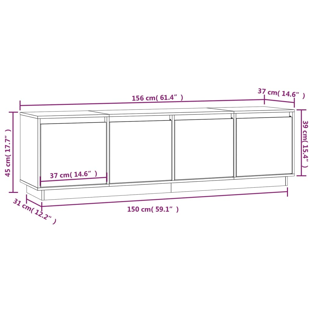 vidaXL TV Cabinet 156x37x45 cm Solid Wood Pine