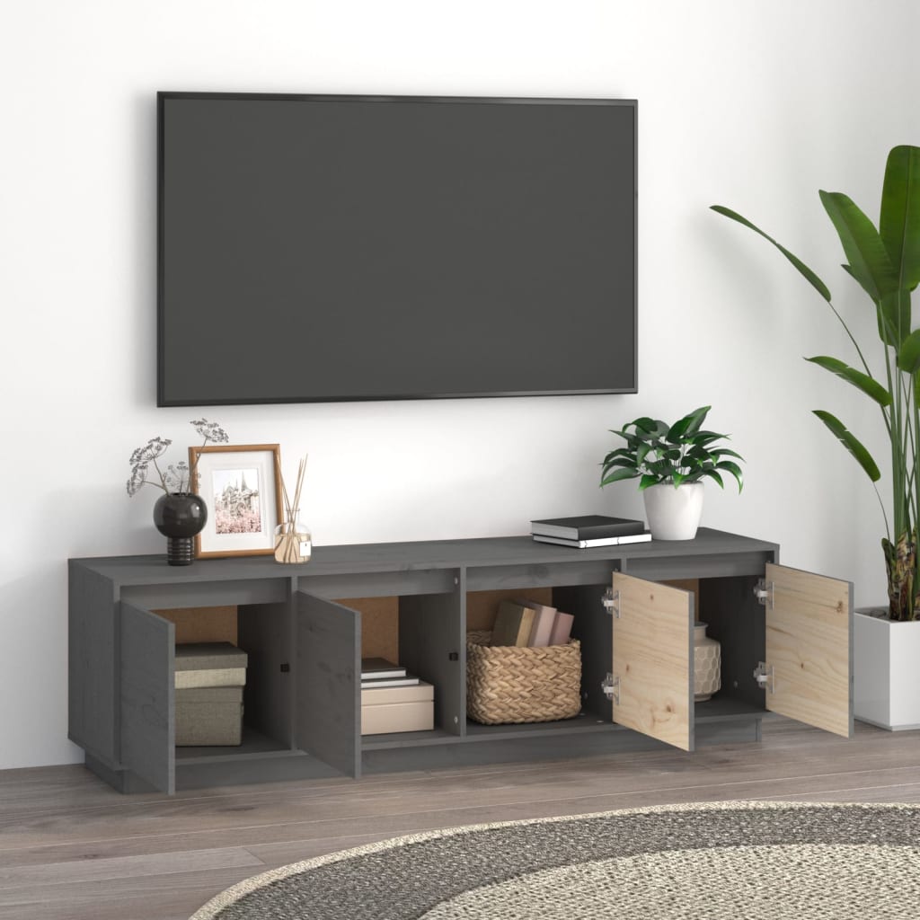 vidaXL TV Cabinet Grey 156x37x45 cm Solid Wood Pine