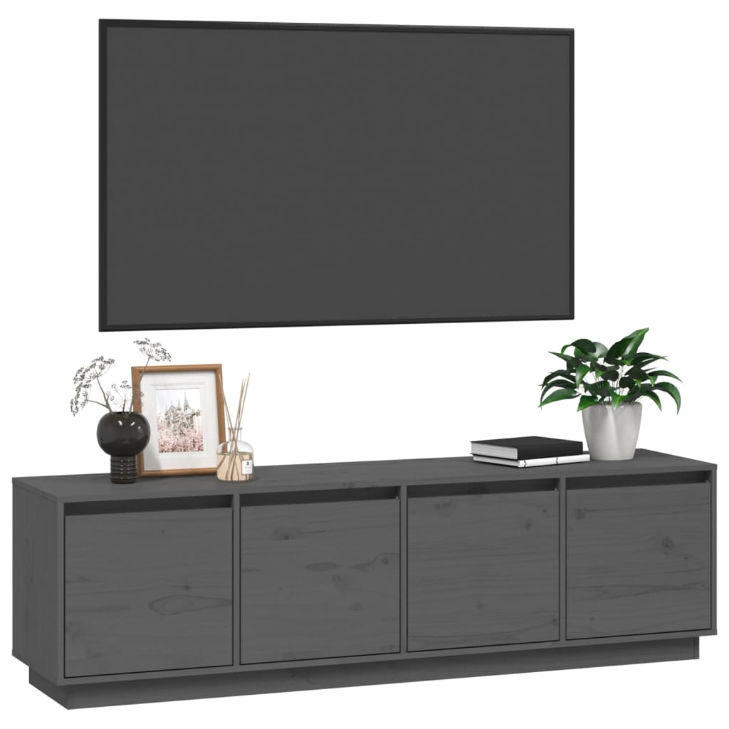 vidaXL TV Cabinet Grey 156x37x45 cm Solid Wood Pine