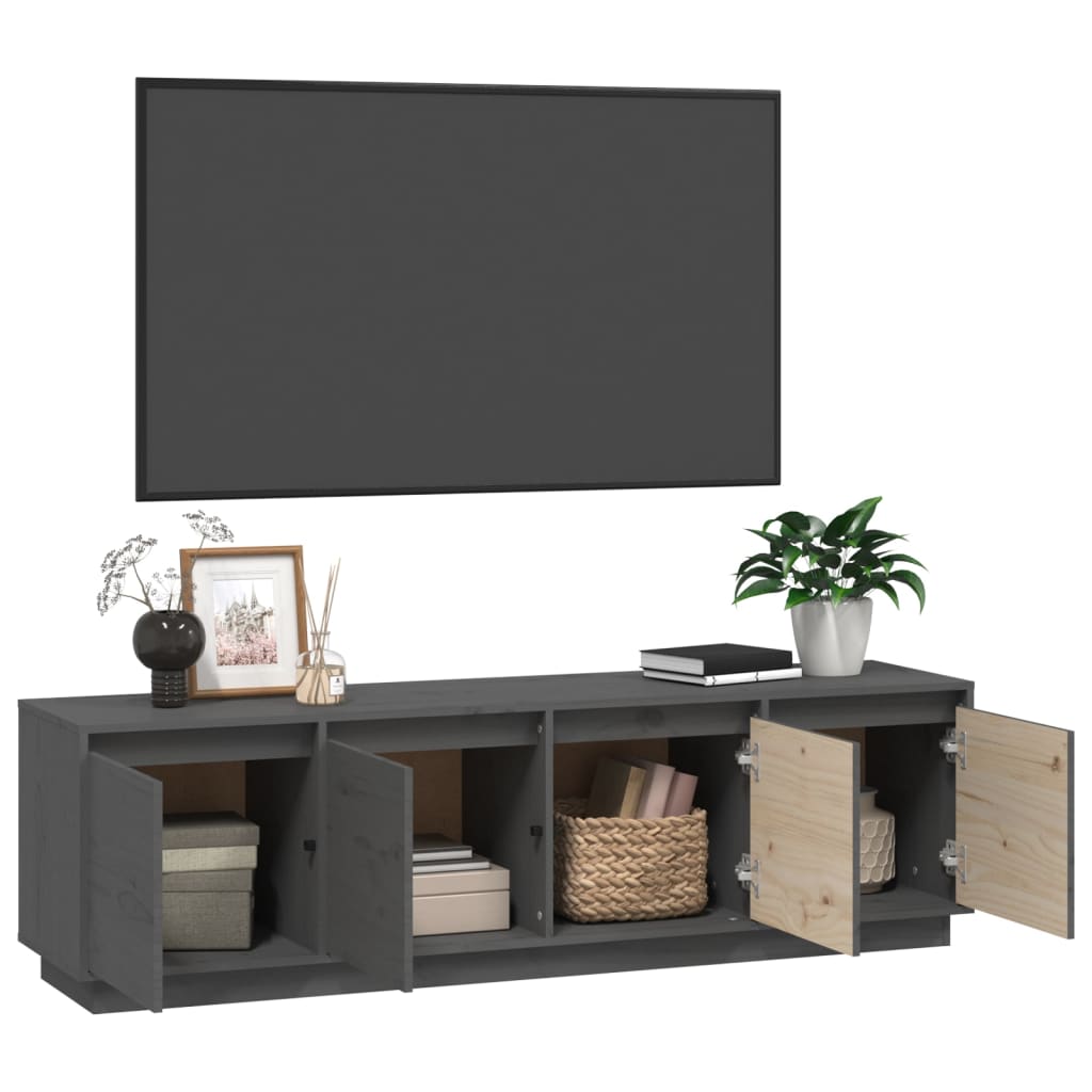 vidaXL TV Cabinet Grey 156x37x45 cm Solid Wood Pine