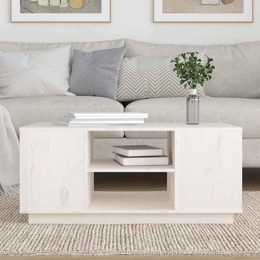 Coffee Table White 90x49x40,5 cm Solid Wood Pine