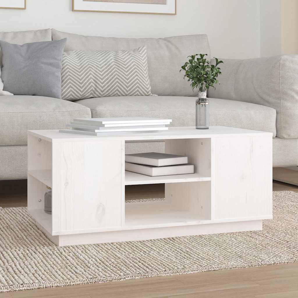 Coffee Table White 90x49x40,5 cm Solid Wood Pine