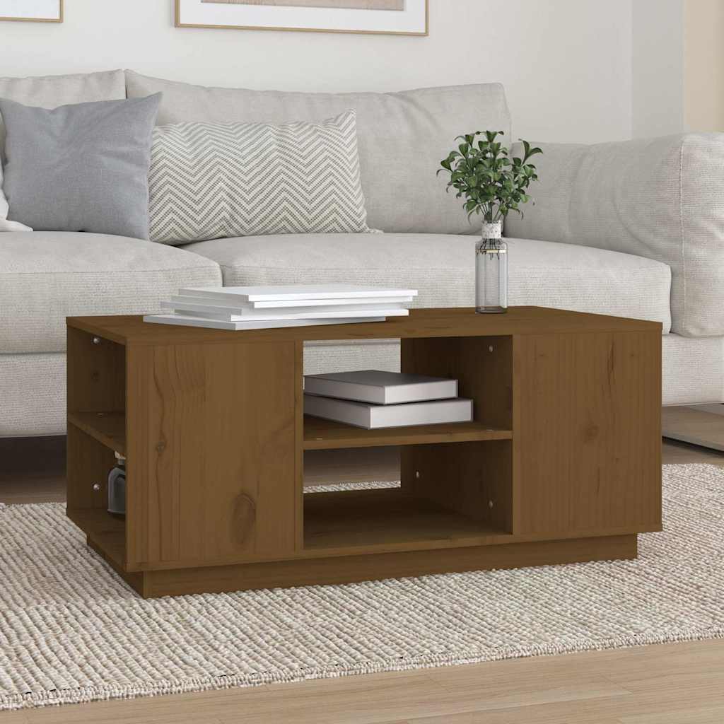 Coffee Table Honey Brown 90x49x40,5 cm Solid Wood Pine