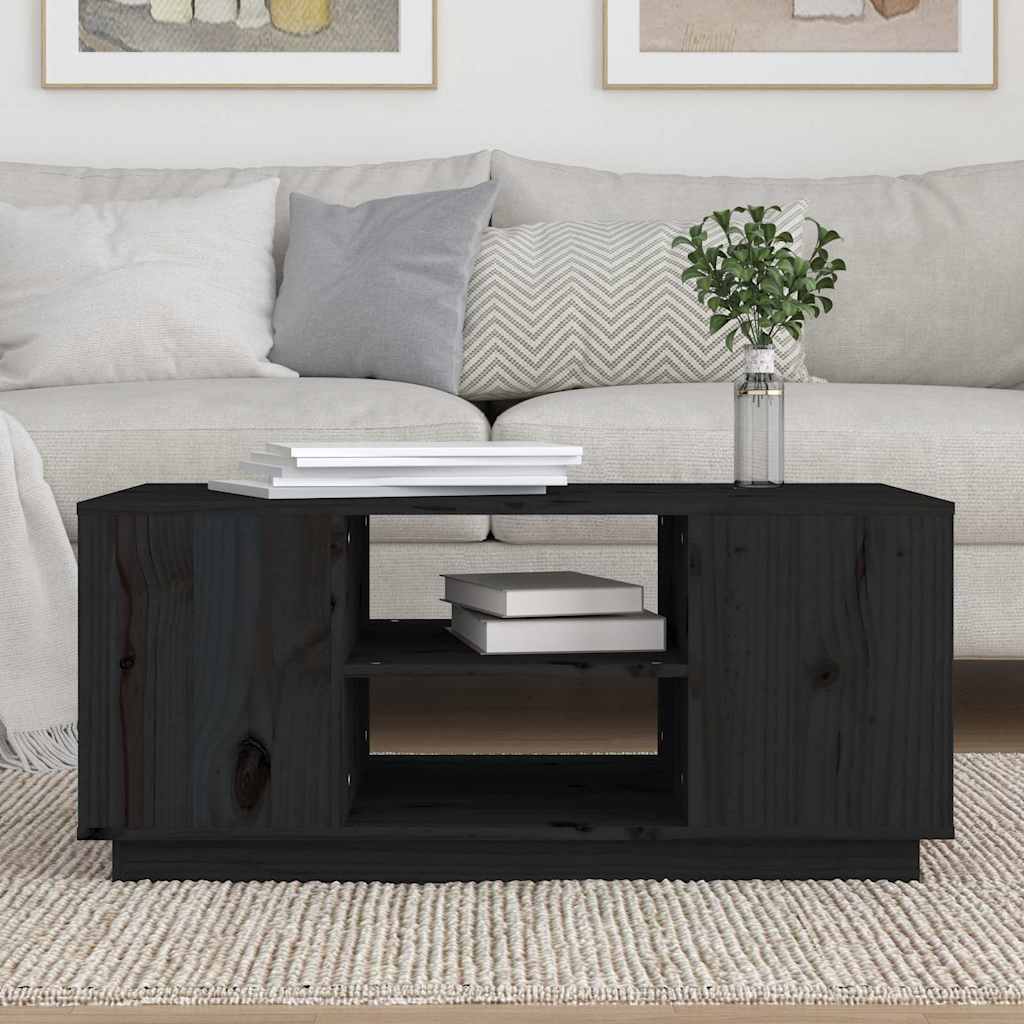 Coffee Table Black 90x49x40,5 cm Solid Wood Pine