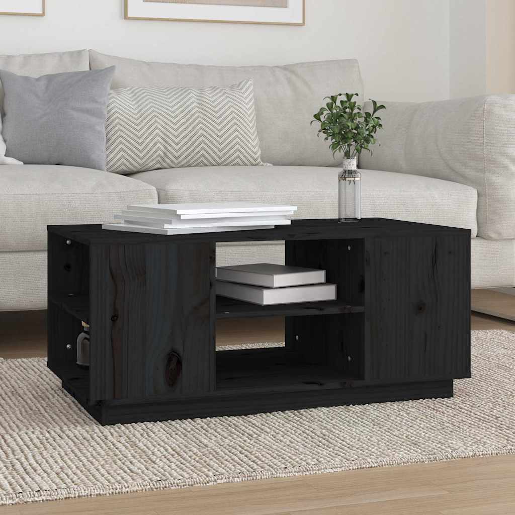 Coffee Table Black 90x49x40,5 cm Solid Wood Pine