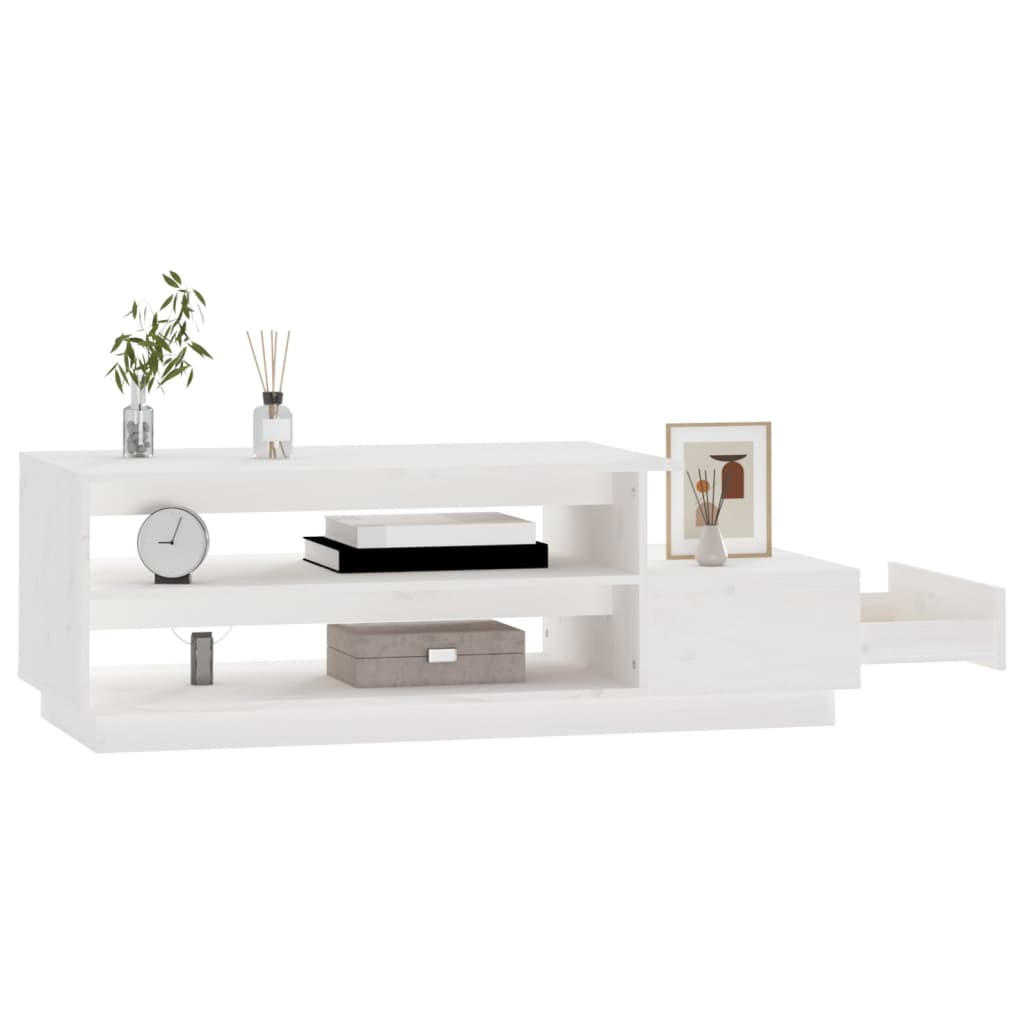 vidaXL Coffee Table White 120x50x40.5 cm Solid Wood Pine