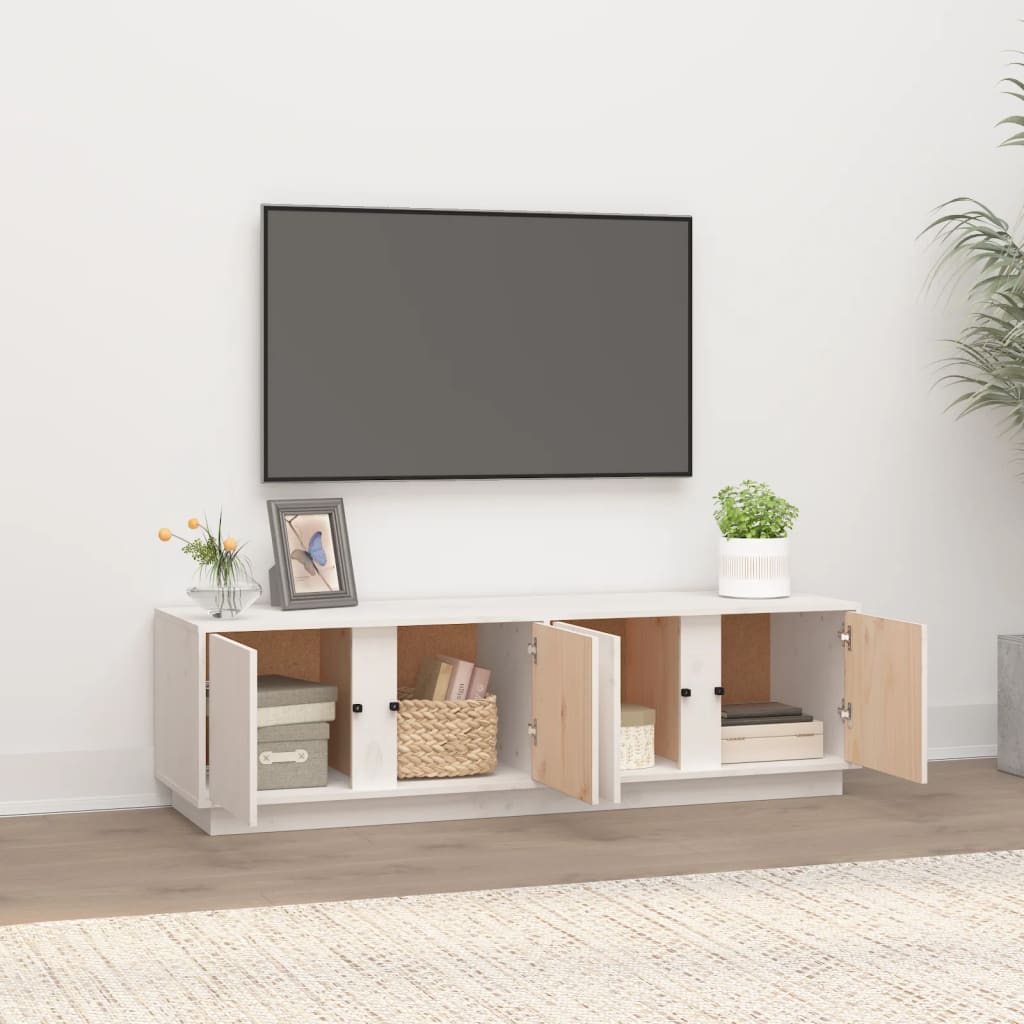 TV Cabinet White 140x40x40 cm Solid Wood Pine