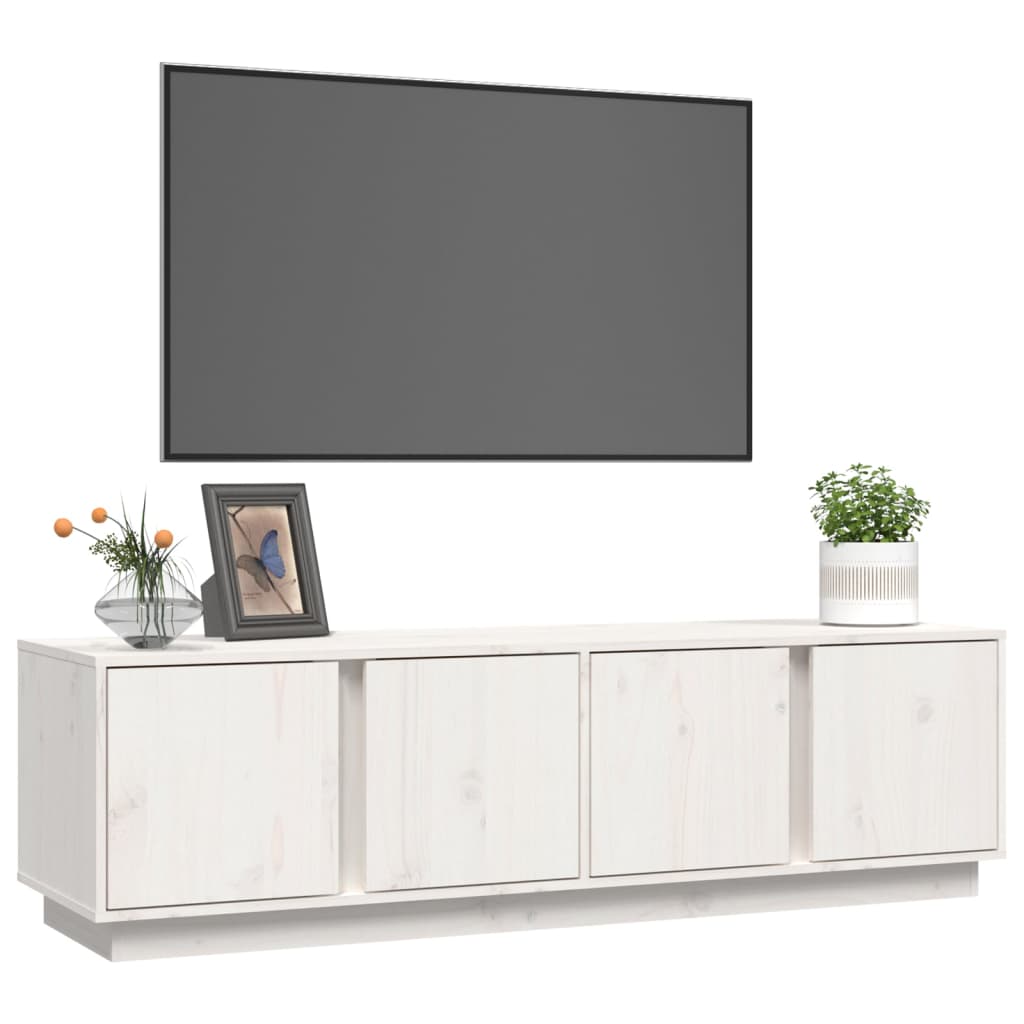 TV Cabinet White 140x40x40 cm Solid Wood Pine