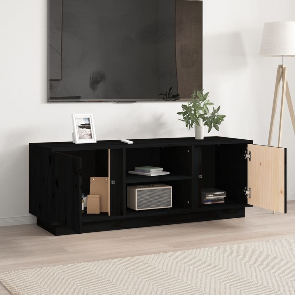 vidaXL TV Cabinet Black 110x35x40.5 cm Solid Wood Pine