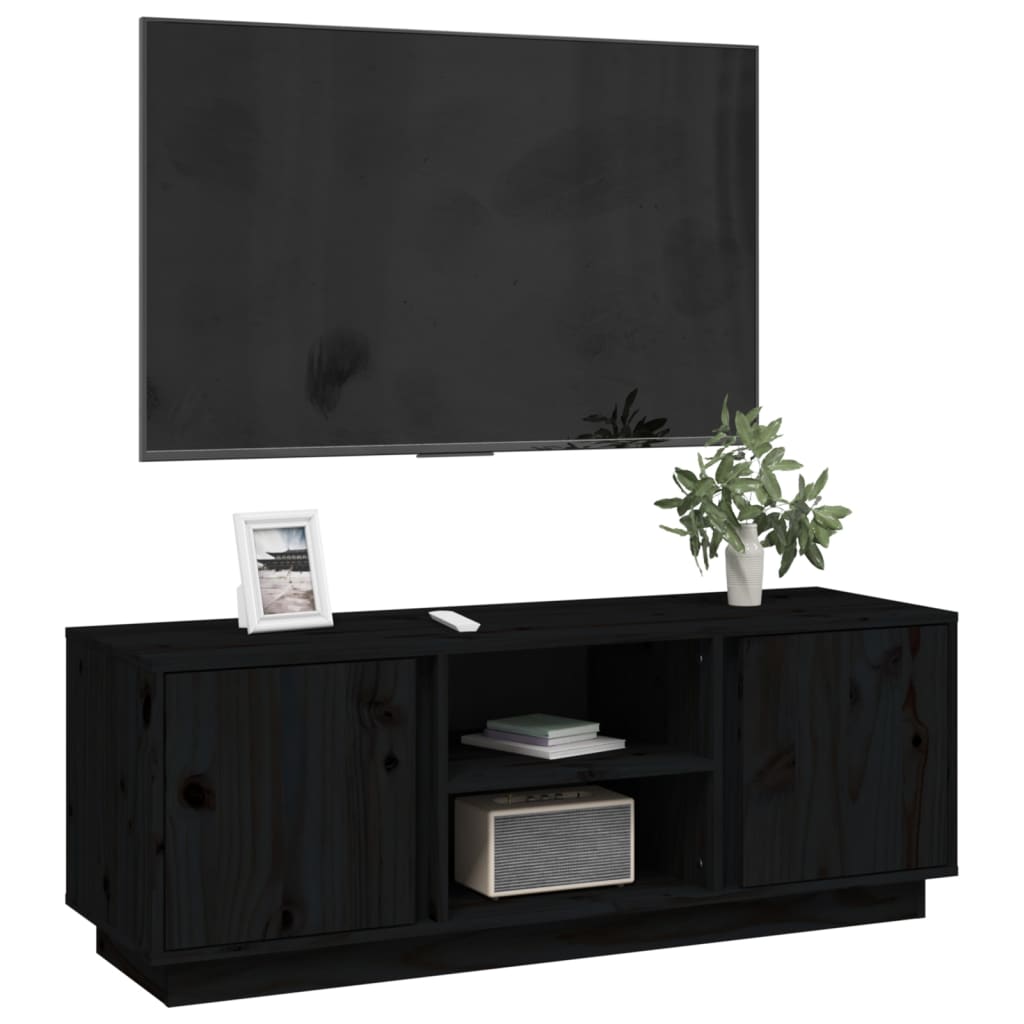 vidaXL TV Cabinet Black 110x35x40.5 cm Solid Wood Pine