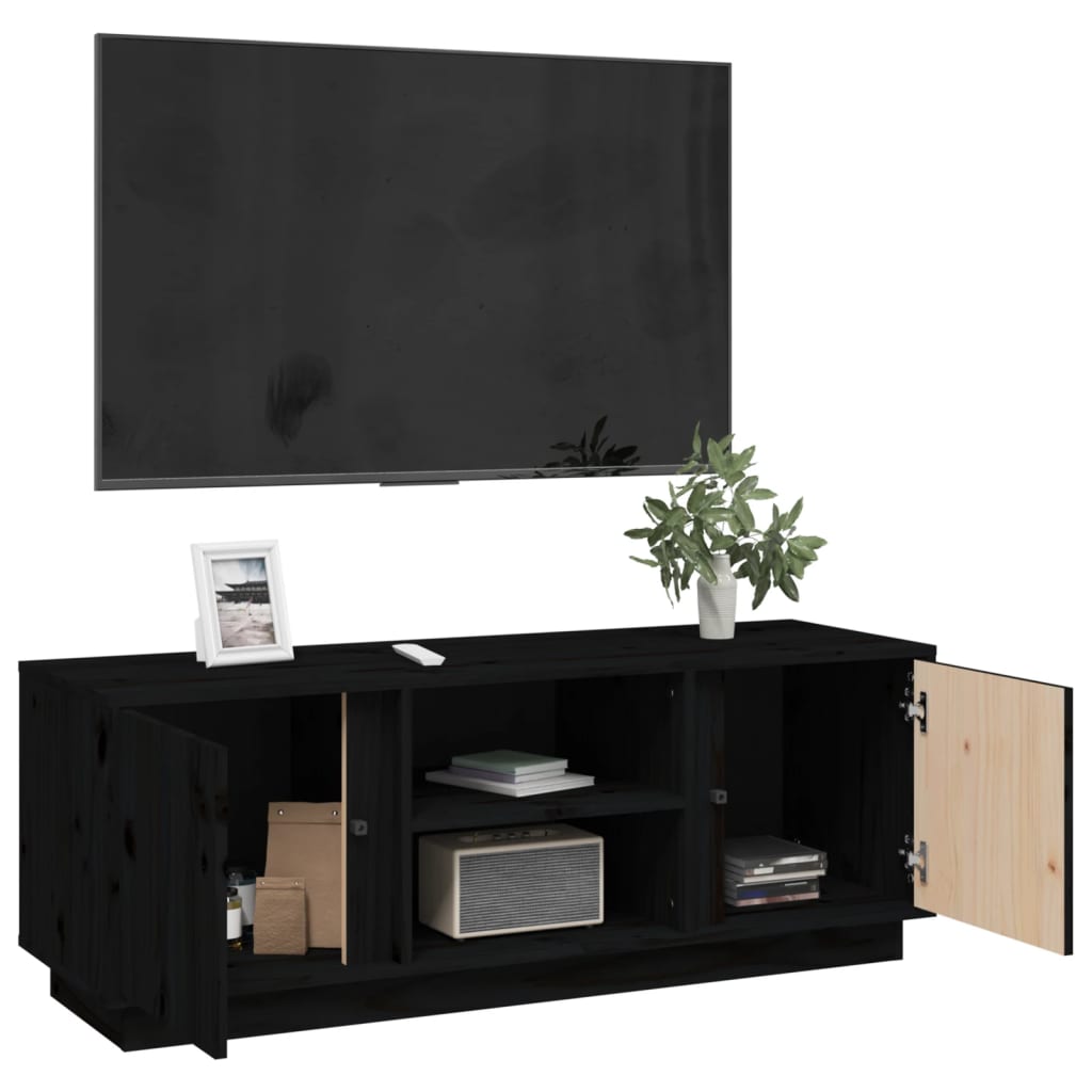 vidaXL TV Cabinet Black 110x35x40.5 cm Solid Wood Pine