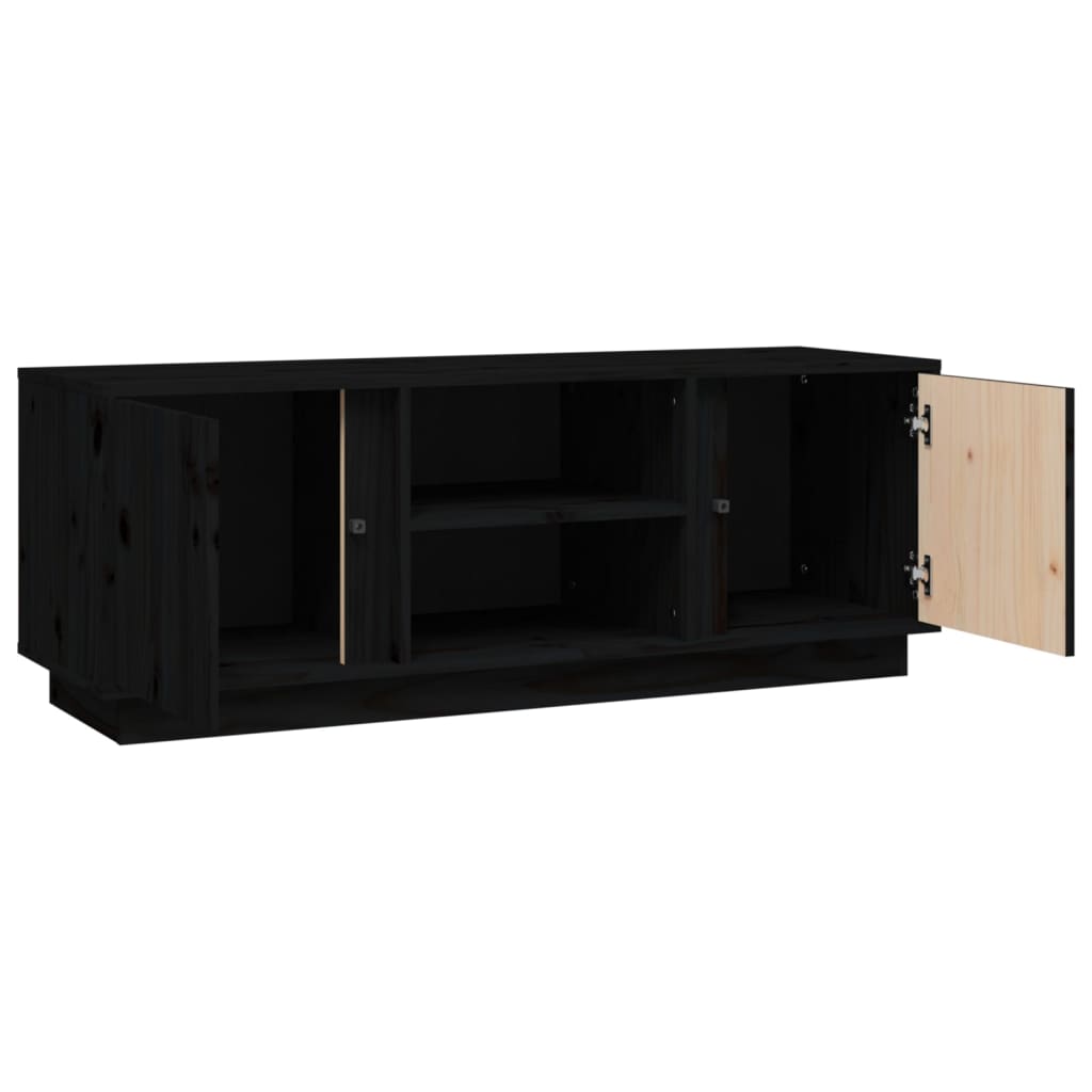 vidaXL TV Cabinet Black 110x35x40.5 cm Solid Wood Pine