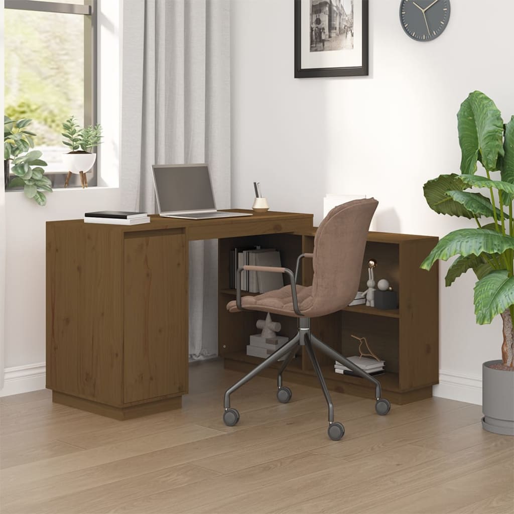 vidaXL Desk Honey Brown 110x50x75 cm Solid Wood Pine