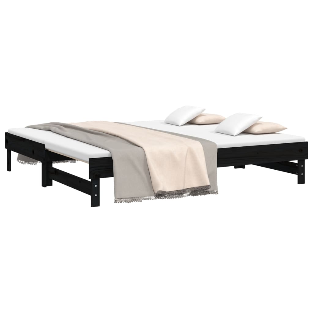 vidaXL Pull-out Day Bed without Mattress Black 2x(90x190) cm