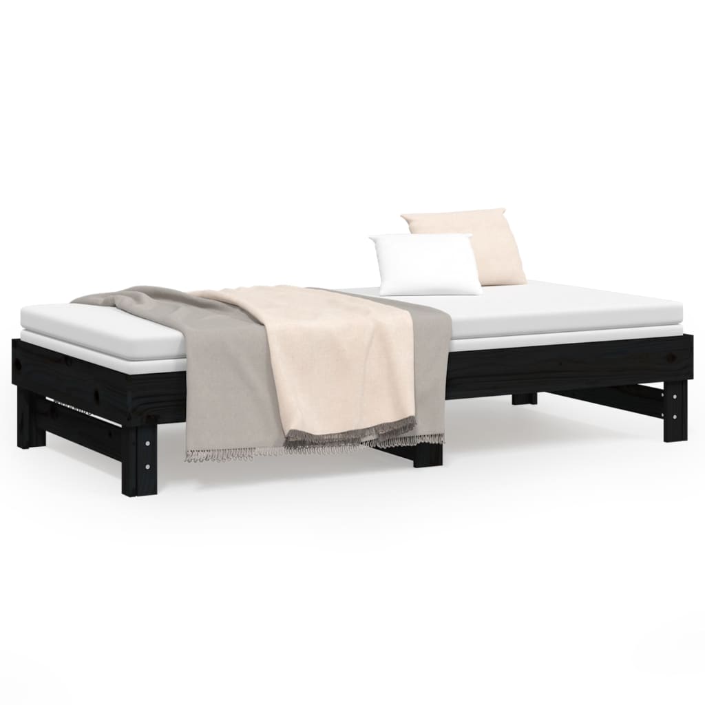 vidaXL Pull-out Day Bed without Mattress Black 2x(90x190) cm