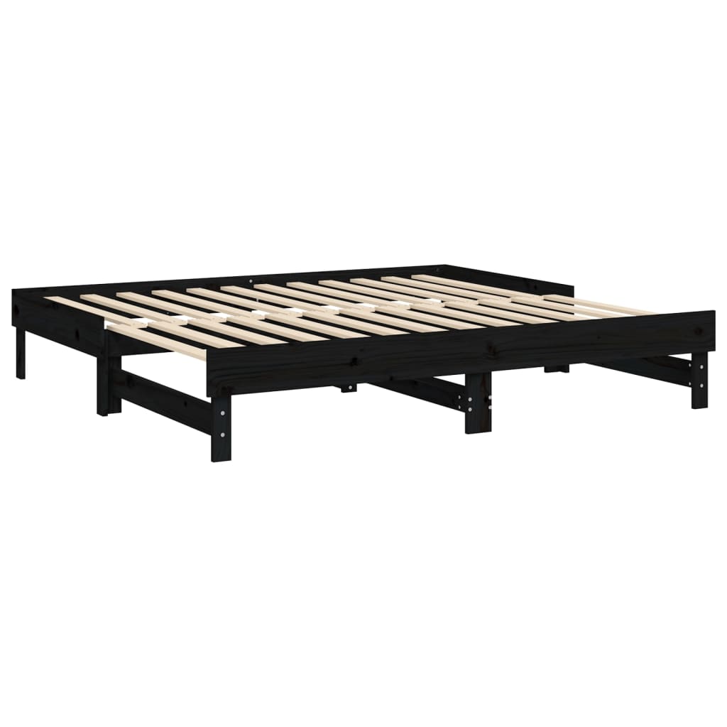 vidaXL Pull-out Day Bed without Mattress Black 2x(90x190) cm