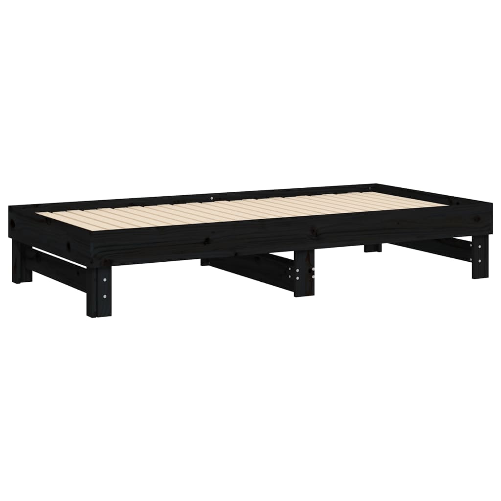 vidaXL Pull-out Day Bed without Mattress Black 2x(90x190) cm