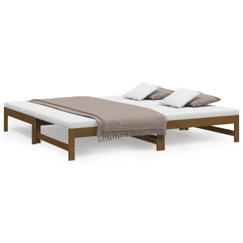 vidaXL Pull-out Day Bed without Mattress Honey Brown 2x(100x200) cm