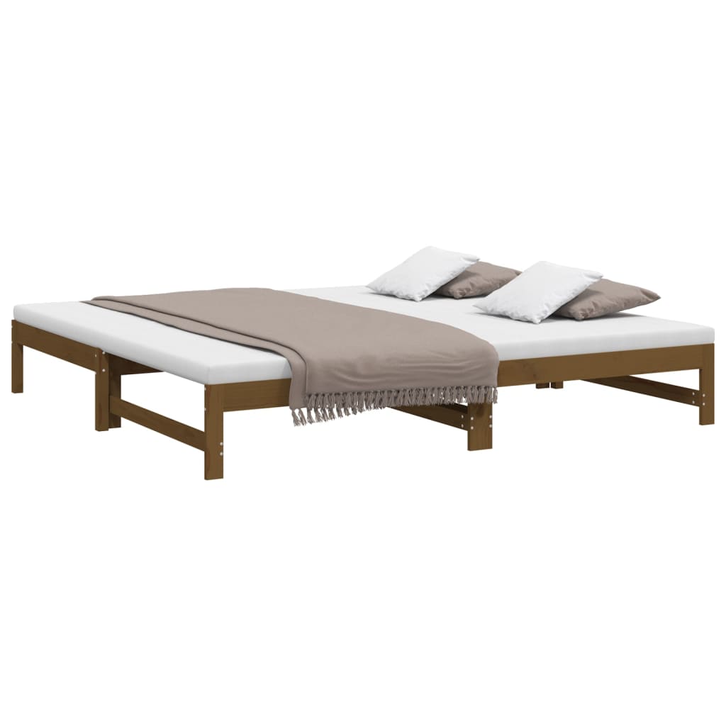 vidaXL Pull-out Day Bed without Mattress Honey Brown 2x(100x200) cm