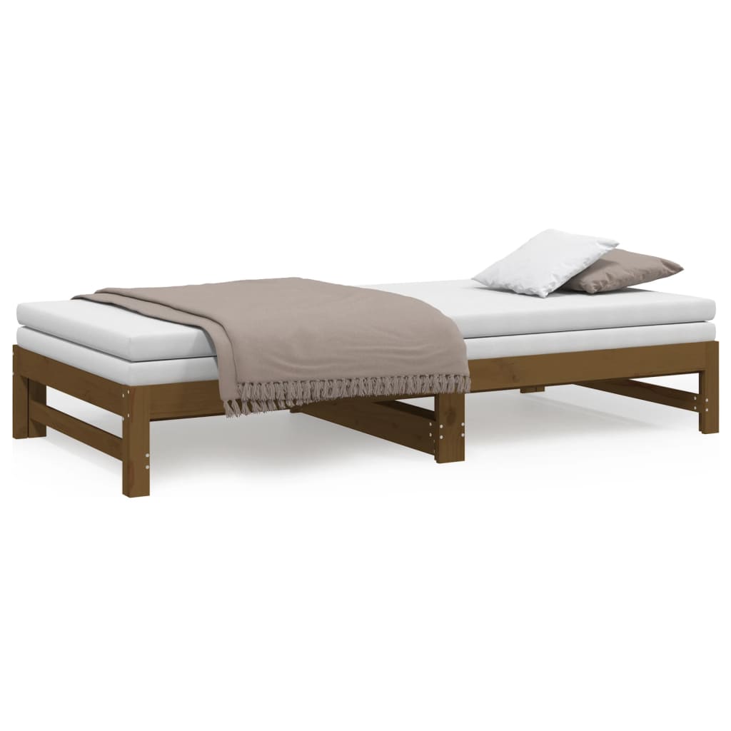 vidaXL Pull-out Day Bed without Mattress Honey Brown 2x(100x200) cm