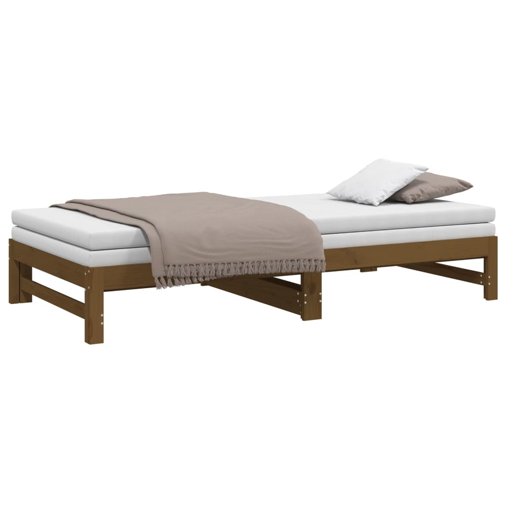 vidaXL Pull-out Day Bed without Mattress Honey Brown 2x(100x200) cm