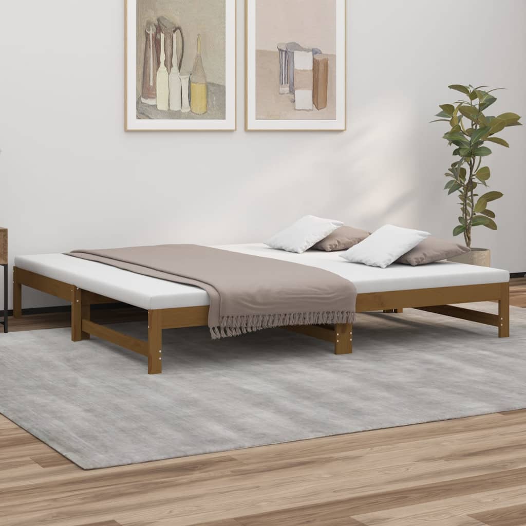 vidaXL Pull-out Day Bed without Mattress Honey Brown 2x(100x200) cm