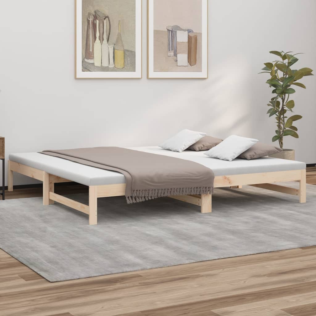 vidaXL Pull-out Day Bed without Mattress 2x(90x200) cm Solid Wood Pine