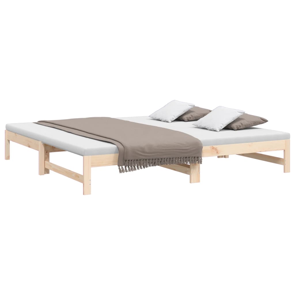 Pull-out Day Bed without Mattress 2x(80x200) cm Solid Wood Pine