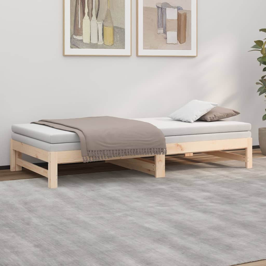 Pull-out Day Bed without Mattress 2x(80x200) cm Solid Wood Pine