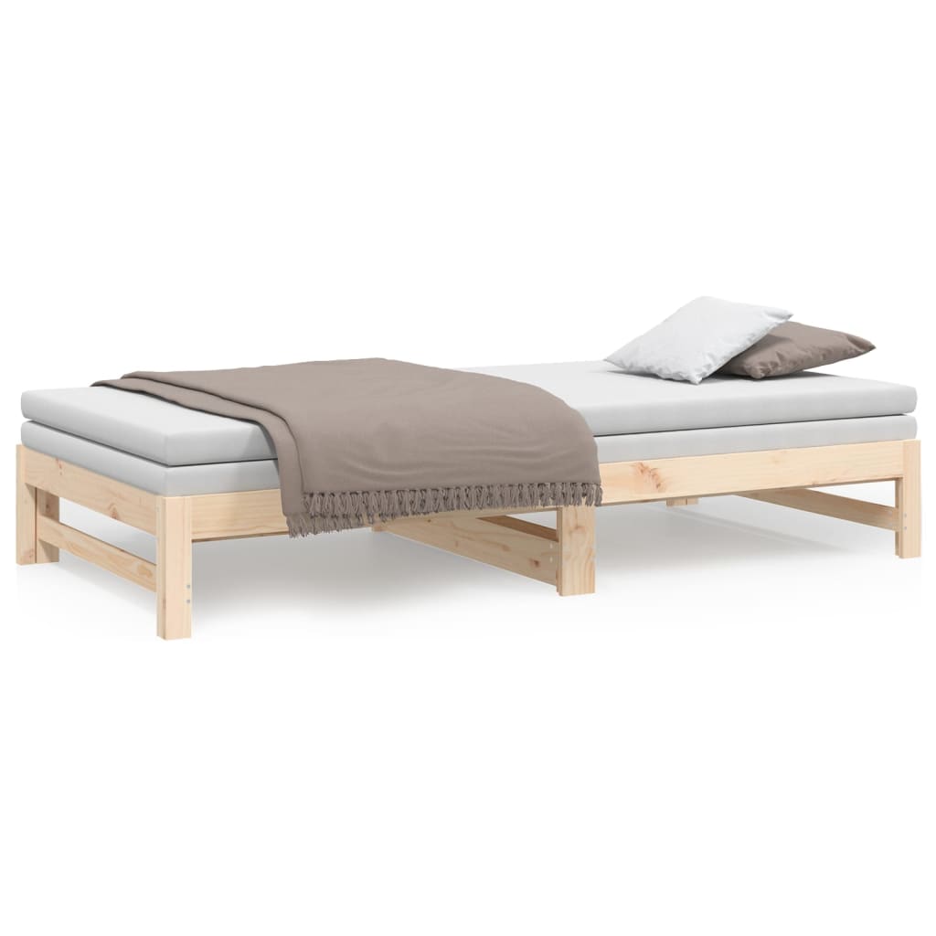Pull-out Day Bed without Mattress 2x(80x200) cm Solid Wood Pine