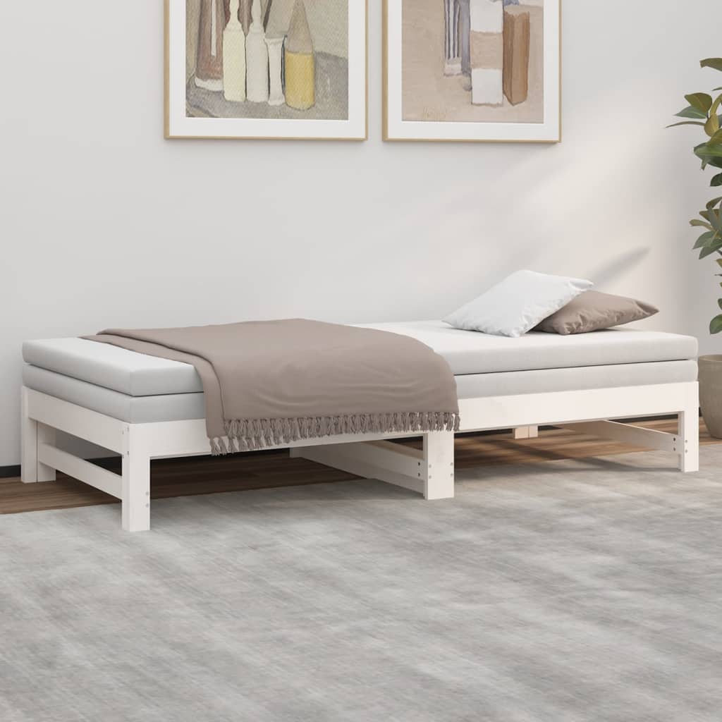 vidaXL Pull-out Day Bed without Mattress White 2x(75x190) cm