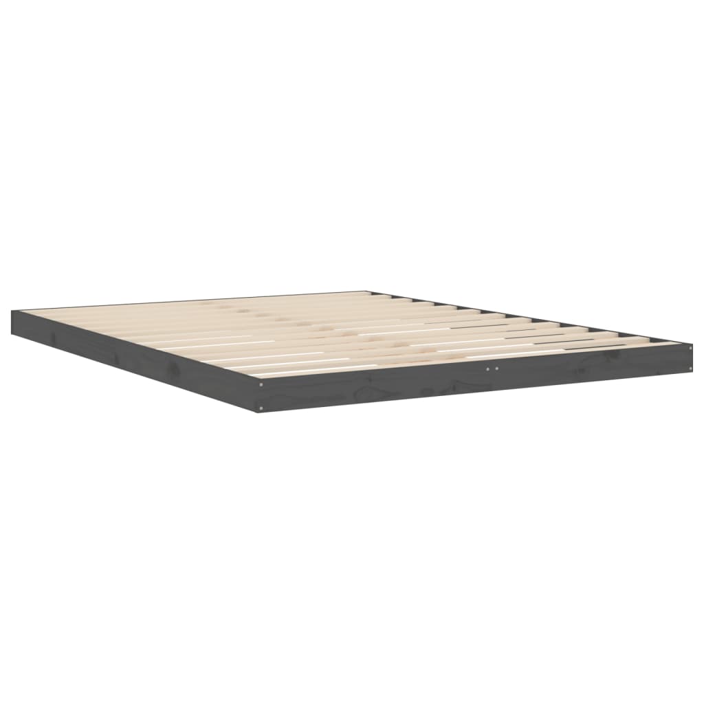 vidaXL Bed Frame without Mattress Grey 150x200 cm King Size  Solid Wood Pine