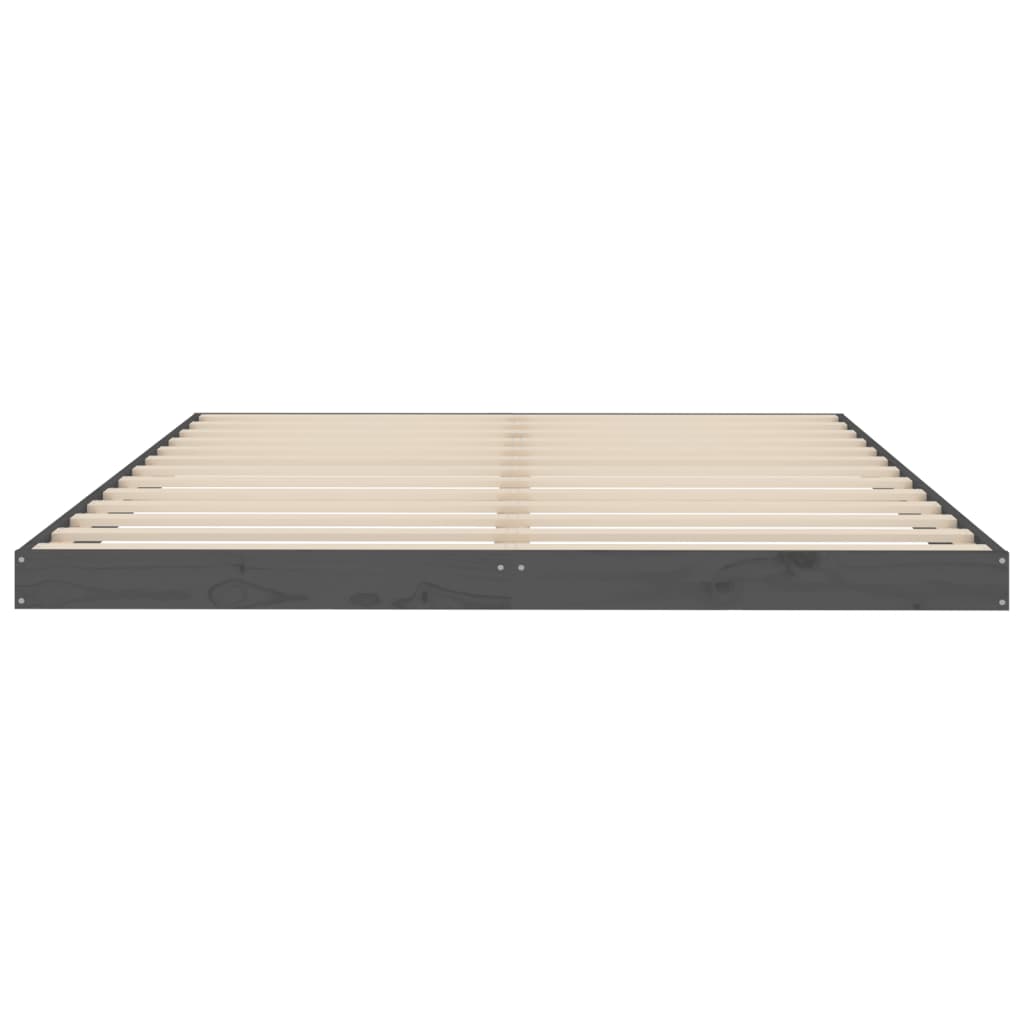 vidaXL Bed Frame without Mattress Grey 150x200 cm King Size  Solid Wood Pine