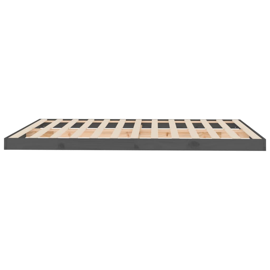 vidaXL Bed Frame without Mattress Grey 150x200 cm King Size  Solid Wood Pine